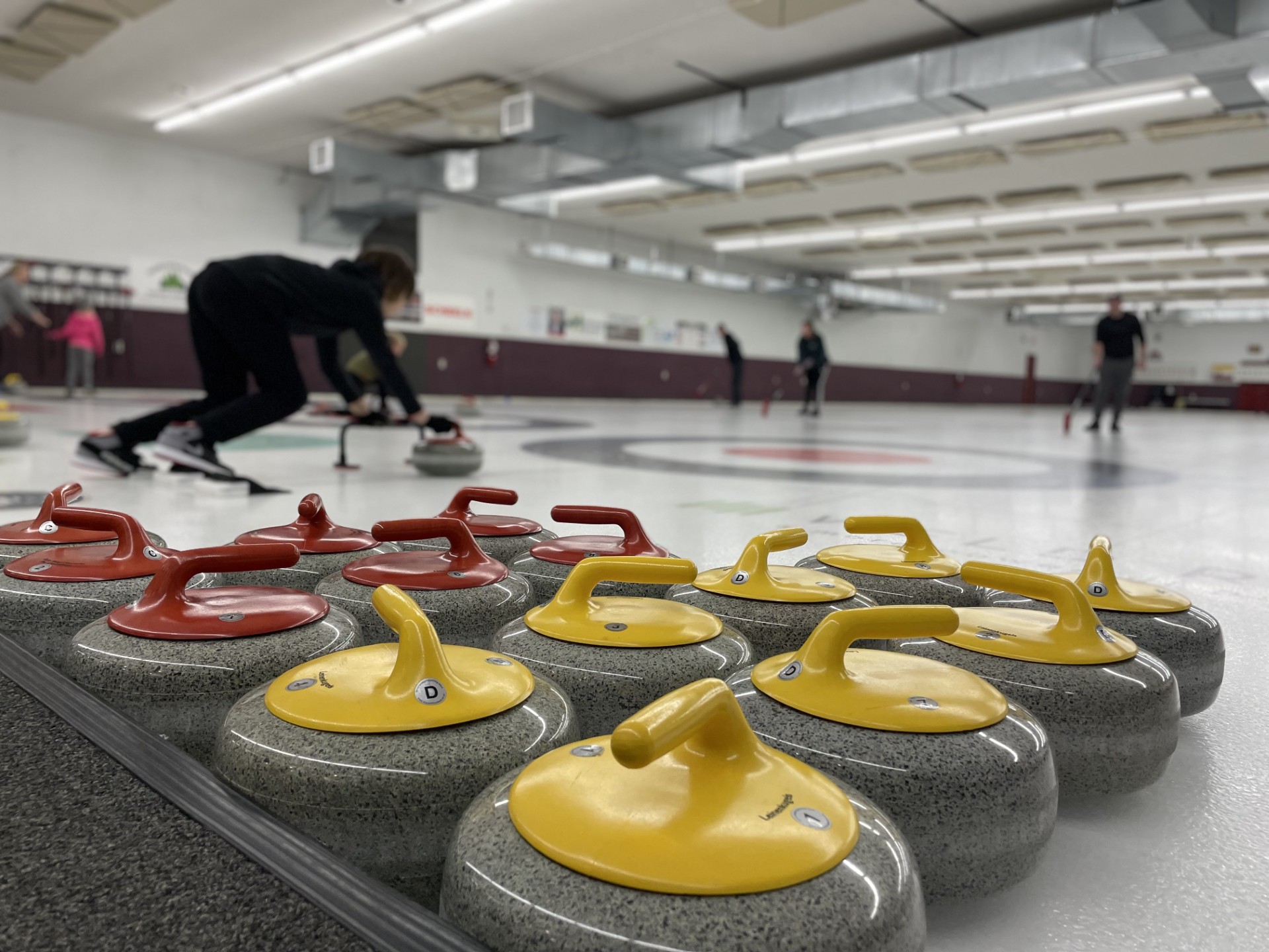 Junior curlers on the ice at the Eau Claire Curling Club